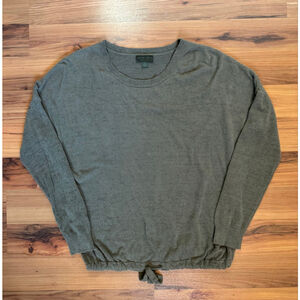 Barefoot Dreams CozyChic Ultra Lite Tie Hem Pullover Sweater Women’s L Olive